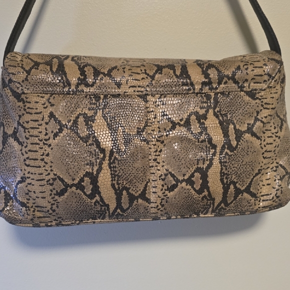 Lord & Taylor Brown and Black Shoulder Bag with Snakeskin Pattern - Picture 5 of 9